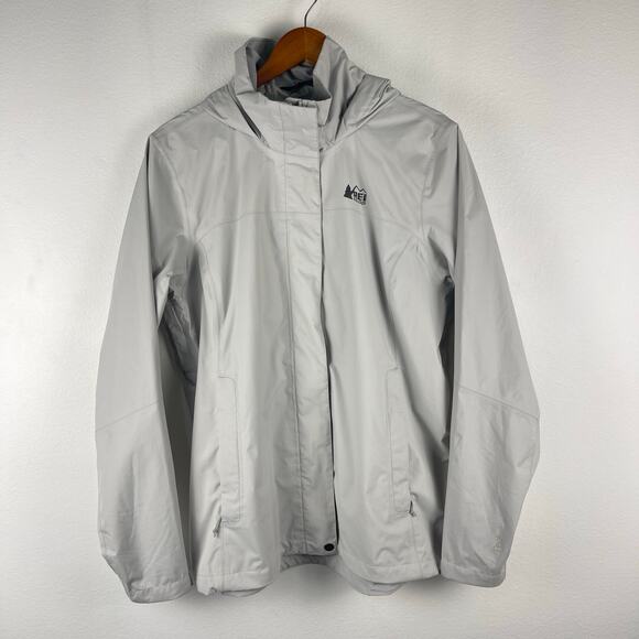 REI Co-op Rainier Rain Jacket Women's XL Gray 2.5 L Lightweight Hood Ripstop - Picture 3 of 16